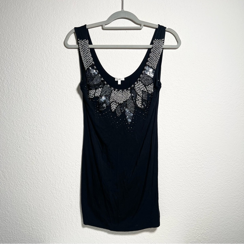 Vintage Y2K 2000s mcblimg indie sleaze beaded micro mini clubbing dress